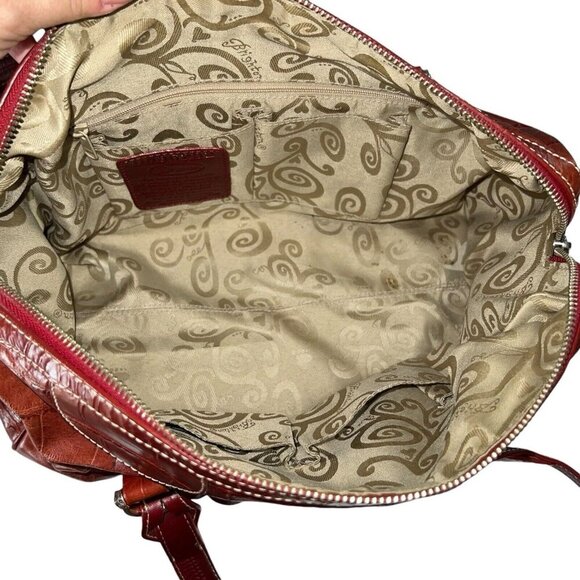 Brighton Alligator Embossed Leather Shoulder‎ Handbag Purse Bag Red Heart Charm - Picture 8 of 12